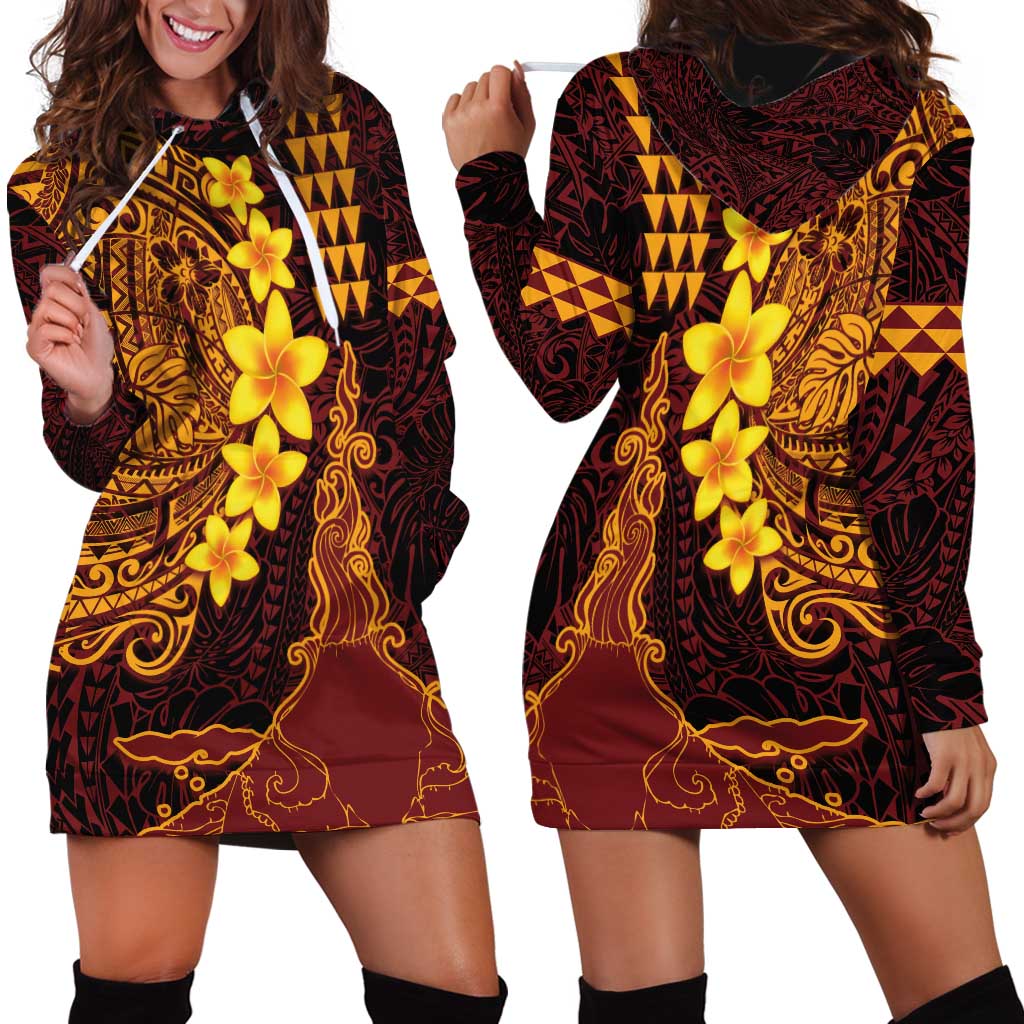 Hawaii Volcano Hoodie Dress Polynesian and Kakau Pattern LT03 - Polynesian Pride