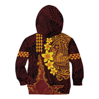 Hawaii Volcano Kid Hoodie Polynesian and Kakau Pattern