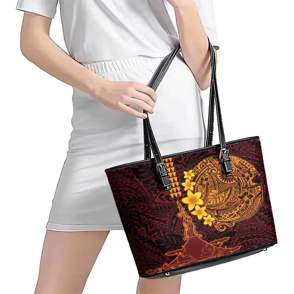 Hawaii Volcano Leather Tote Bag Polynesian and Kakau Pattern LT03 - Polynesian Pride