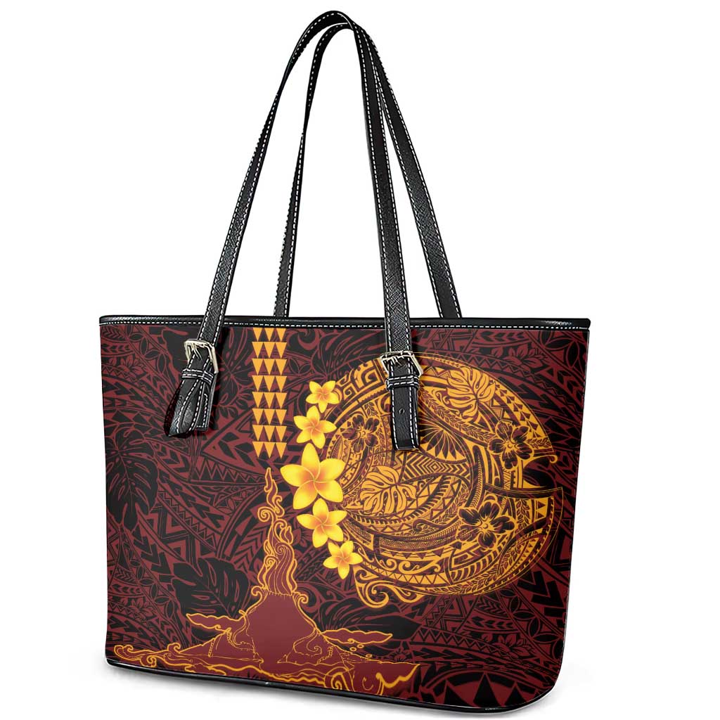 Hawaii Volcano Leather Tote Bag Polynesian and Kakau Pattern LT03 - Polynesian Pride