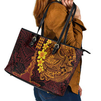 Hawaii Volcano Leather Tote Bag Polynesian and Kakau Pattern LT03 - Polynesian Pride