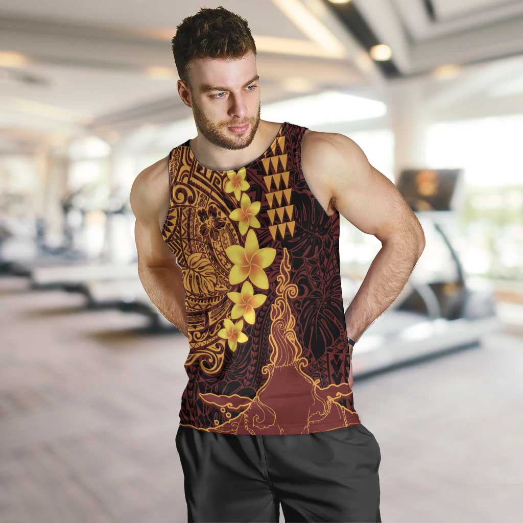 Hawaii Volcano Men Tank Top Polynesian and Kakau Pattern LT03 Red - Polynesian Pride