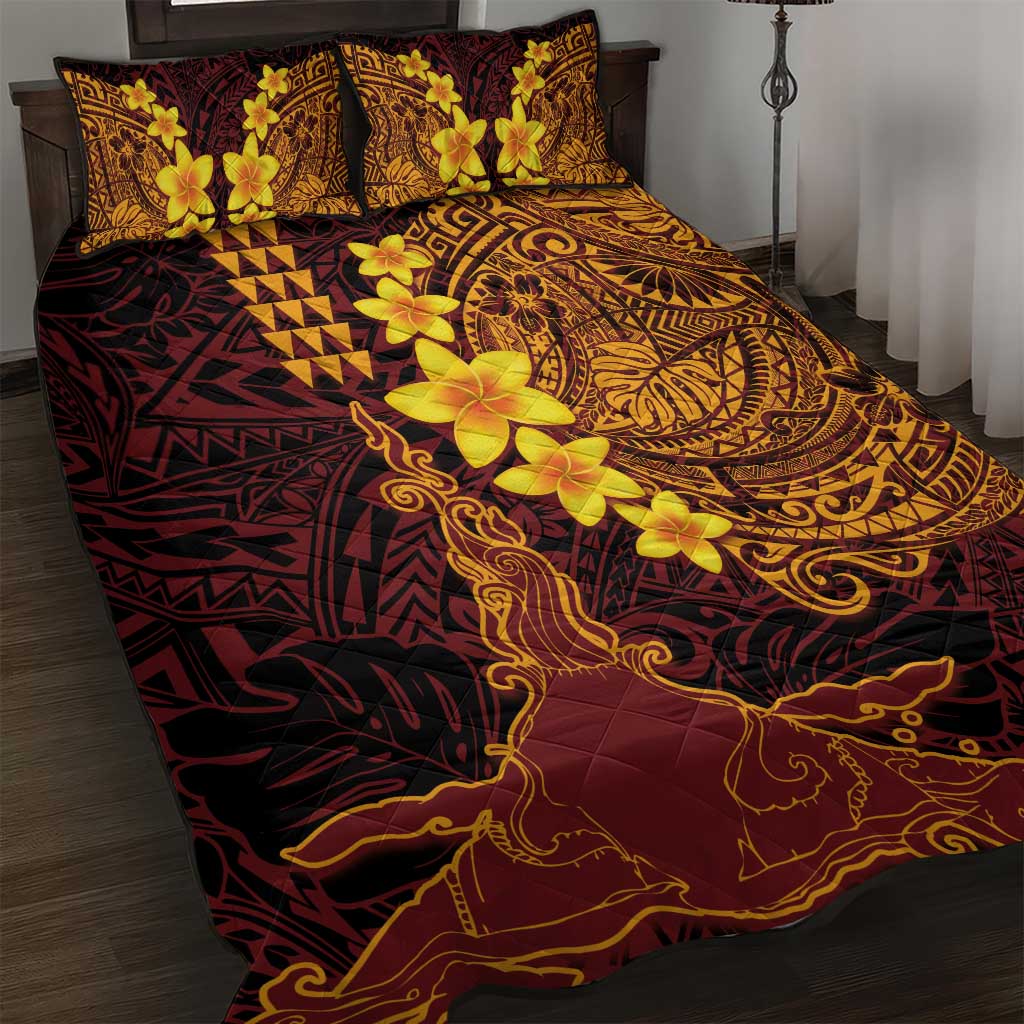 Hawaii Volcano Quilt Bed Set Polynesian and Kakau Pattern