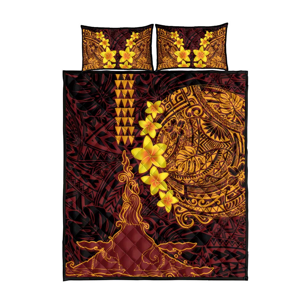 Hawaii Volcano Quilt Bed Set Polynesian and Kakau Pattern