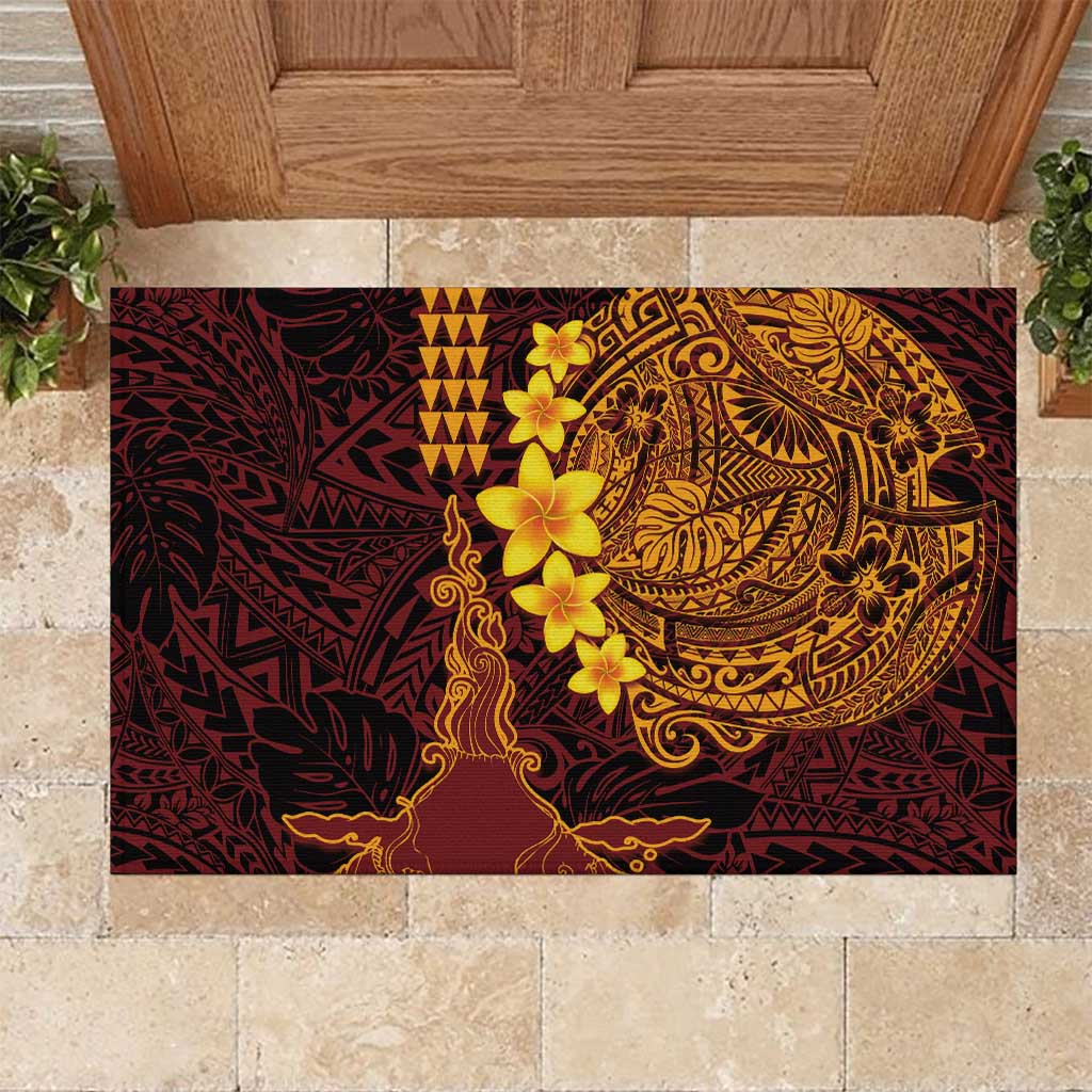 Hawaii Volcano Rubber Doormat Polynesian and Kakau Pattern LT03 Red - Polynesian Pride