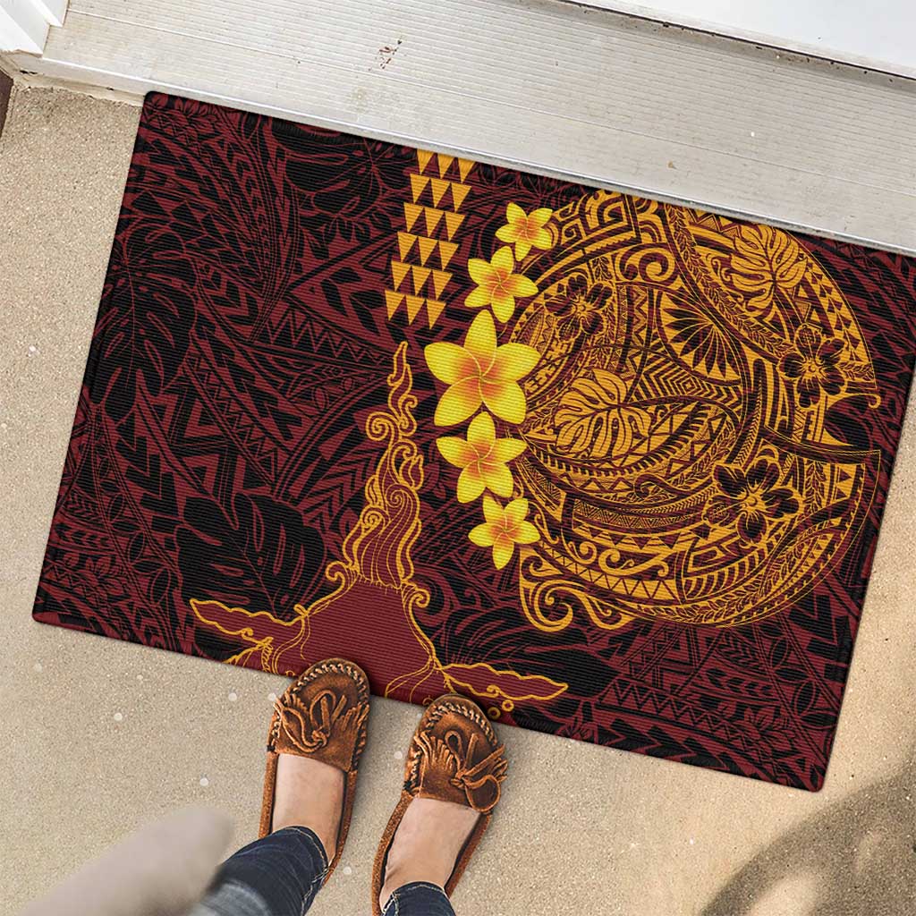 Hawaii Volcano Rubber Doormat Polynesian and Kakau Pattern LT03 - Polynesian Pride