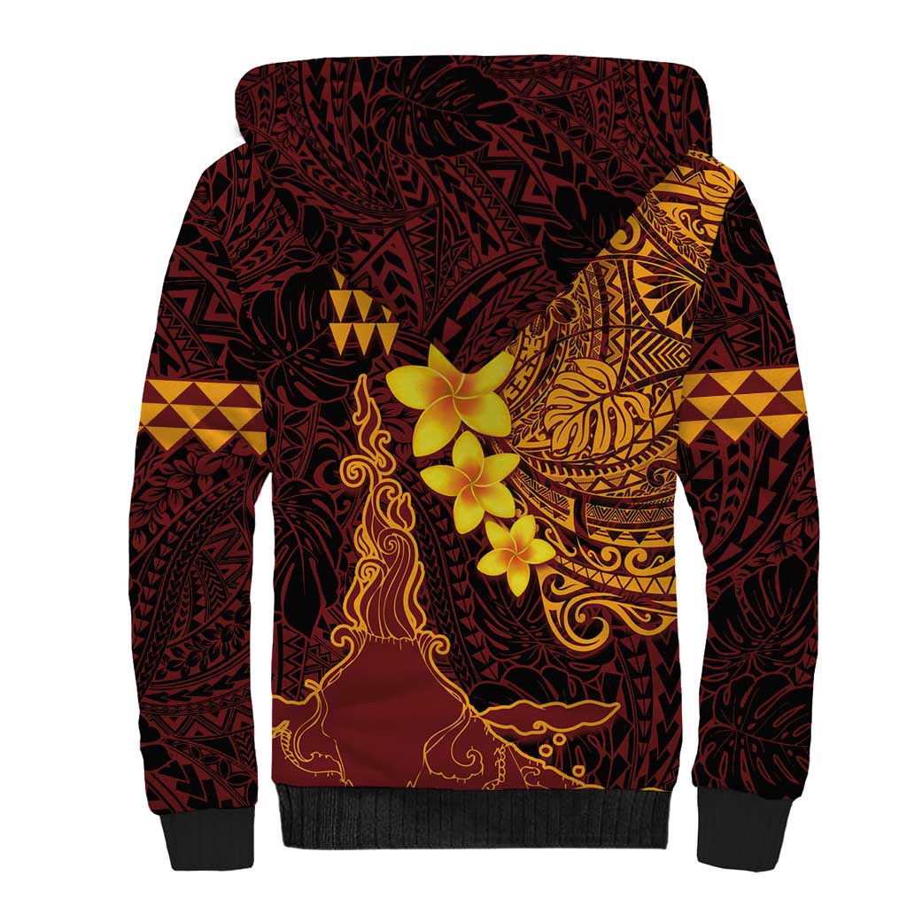 Hawaii Volcano Sherpa Hoodie Polynesian and Kakau Pattern LT03 - Polynesian Pride