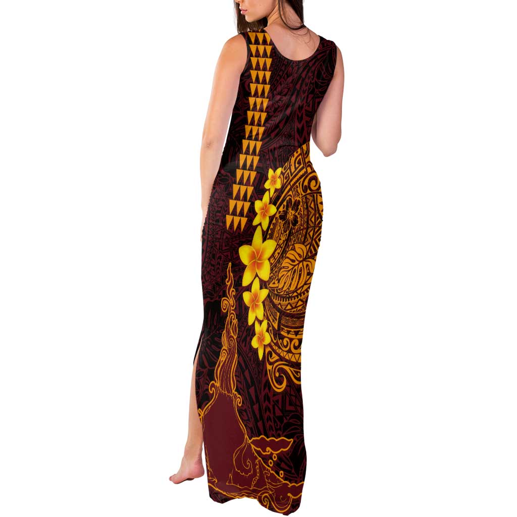 Hawaii Volcano Tank Maxi Dress Polynesian and Kakau Pattern LT03 - Polynesian Pride