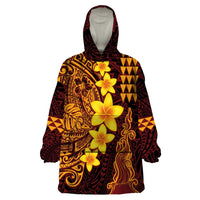 Hawaii Volcano Wearable Blanket Hoodie Polynesian and Kakau Pattern LT03 One Size Red - Polynesian Pride