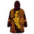 Hawaii Volcano Wearable Blanket Hoodie Polynesian and Kakau Pattern