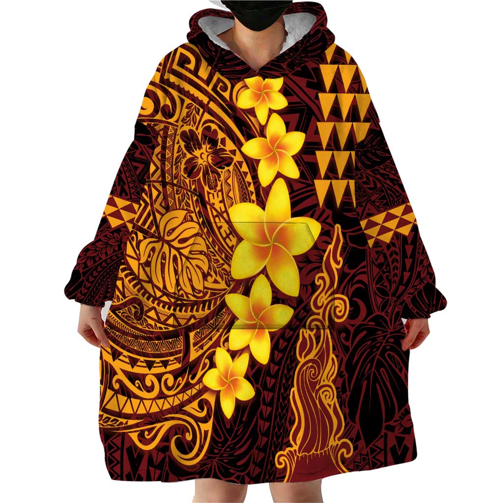 Hawaii Volcano Wearable Blanket Hoodie Polynesian and Kakau Pattern LT03 - Polynesian Pride