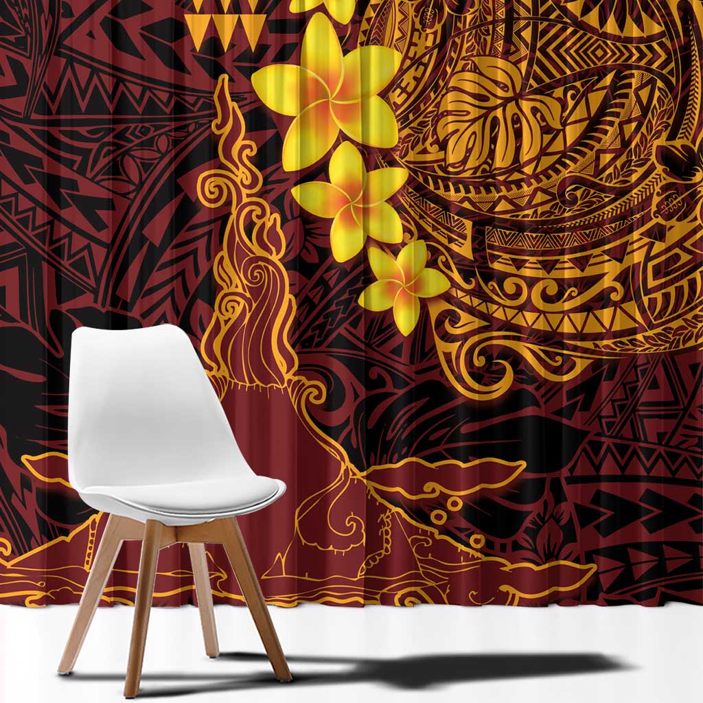Hawaii Volcano Window Curtain Polynesian and Kakau Pattern