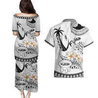 Fijian Traditional Culture Couples Matching Puletasi and Hawaiian Shirt Tapa Tribal Tattoos - Polynesian Pride