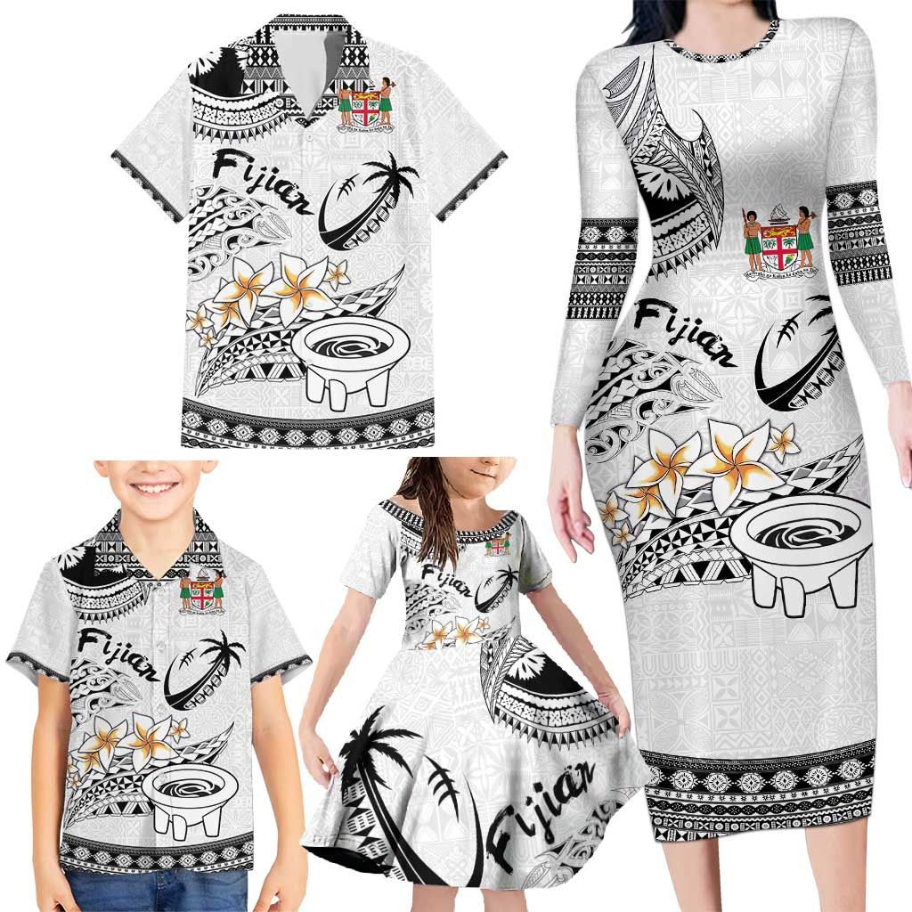 Fijian Traditional Culture Family Matching Long Sleeve Bodycon Dress and Hawaiian Shirt Tapa Tribal Tattoos - Polynesian Pride