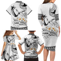 Fijian Traditional Culture Family Matching Long Sleeve Bodycon Dress and Hawaiian Shirt Tapa Tribal Tattoos - Polynesian Pride