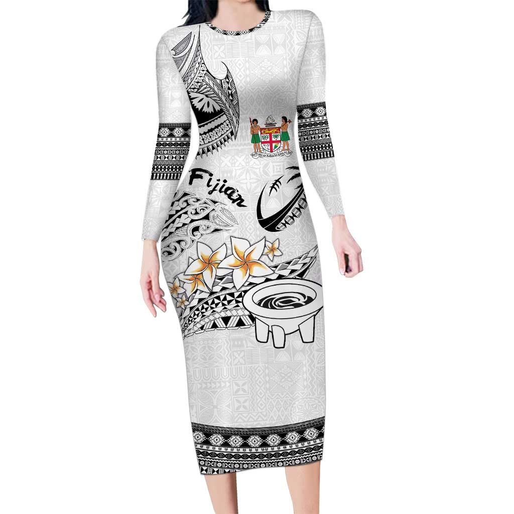 Fijian Traditional Culture Long Sleeve Bodycon Dress Tapa Tribal Tattoos - Polynesian Pride