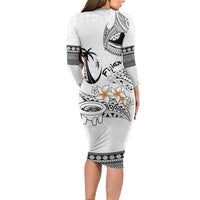 Fijian Traditional Culture Long Sleeve Bodycon Dress Tapa Tribal Tattoos - Polynesian Pride