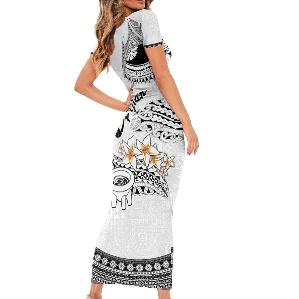 Fijian Traditional Culture Short Sleeve Bodycon Dress Tapa Tribal Tattoos - Polynesian Pride