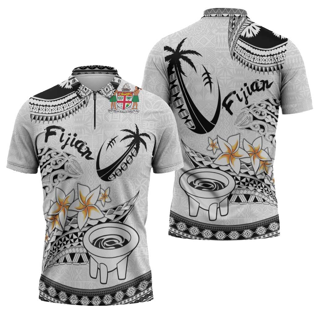 Fijian Traditional Culture Zipper Polo Shirt Tapa Tribal Tattoos - Polynesian Pride