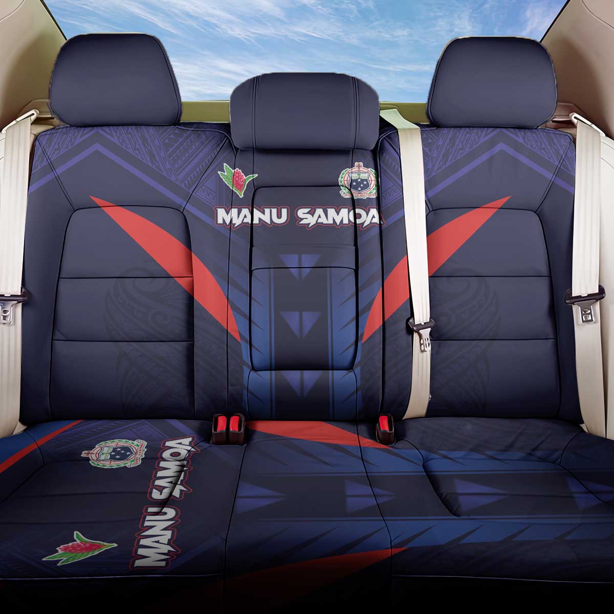 Rugby Samoa Back Car Seat Cover Siva Tau Spirit Sporty Vibes - Polynesian Pride