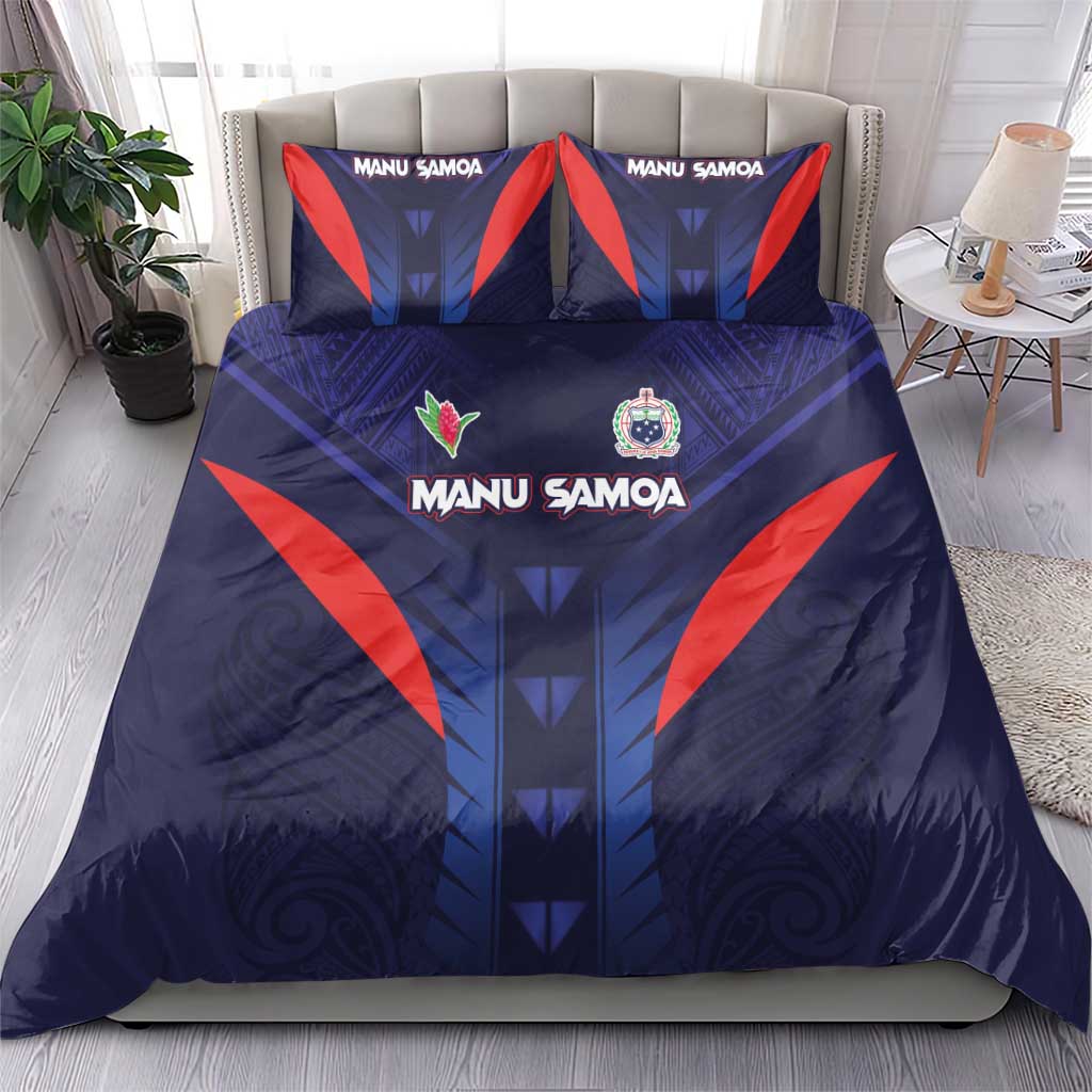 Rugby Samoa Bedding Set Siva Tau Spirit Sporty Vibes - Polynesian Pride