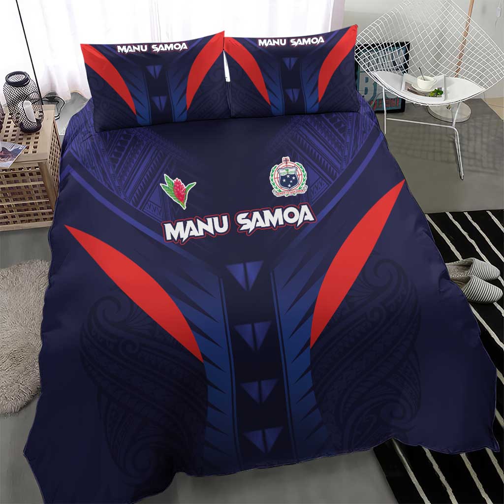Rugby Samoa Bedding Set Siva Tau Spirit Sporty Vibes - Polynesian Pride