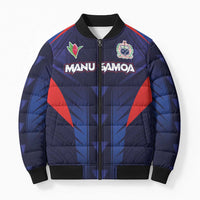 Custom Rugby Samoa Bomber Puffer Jacket Siva Tau Spirit Sporty Vibes LT03 Unisex Navy - Polynesian Pride