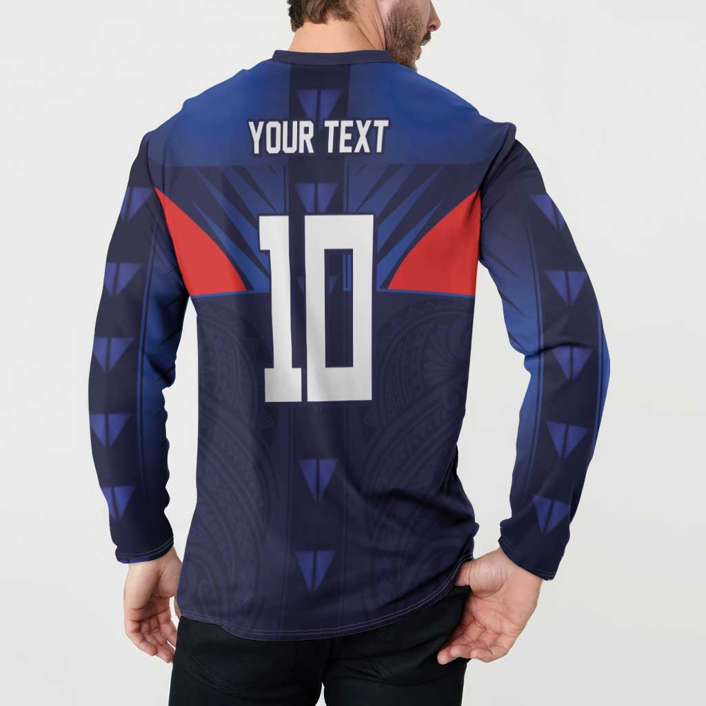 Custom Rugby Samoa Button Sweatshirt Siva Tau Spirit Sporty Vibes LT03 - Polynesian Pride