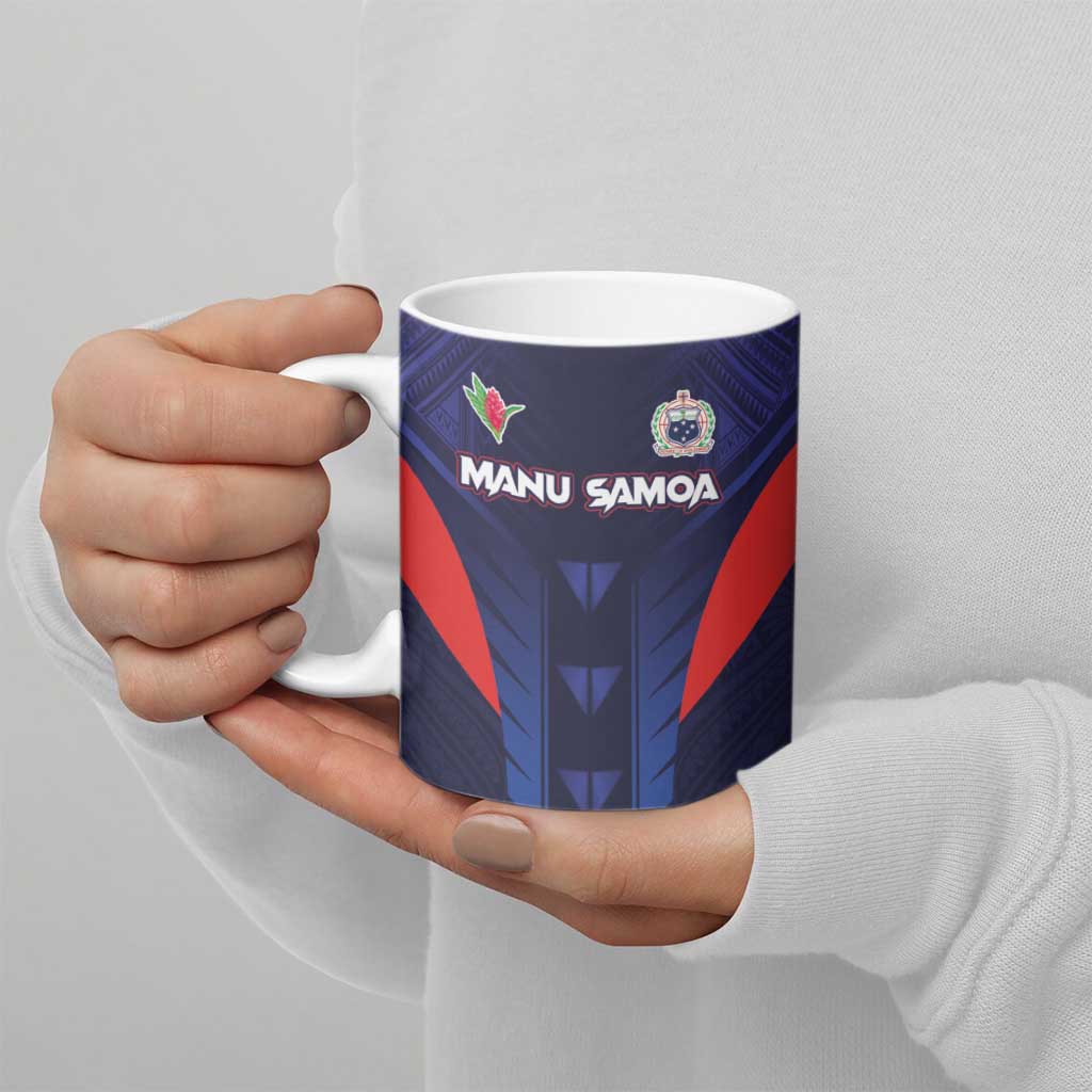 Custom Rugby Samoa Ceramic Mug Siva Tau Spirit Sporty Vibes LT03 - Polynesian Pride