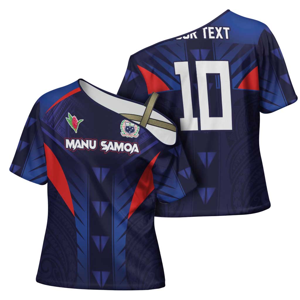Custom Rugby Samoa Cross Shoulder Shirt Siva Tau Spirit Sporty Vibes LT03 - Polynesian Pride
