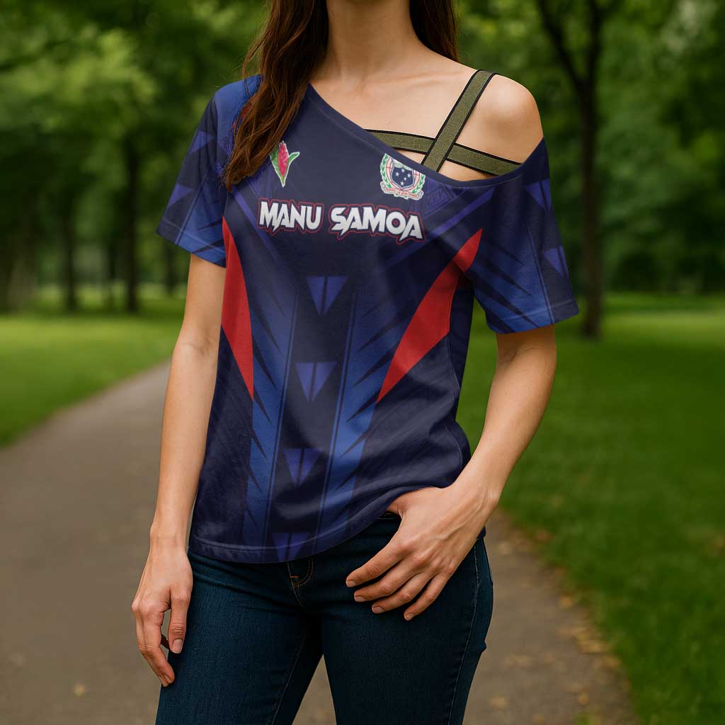 Custom Rugby Samoa Cross Shoulder Shirt Siva Tau Spirit Sporty Vibes LT03 - Polynesian Pride