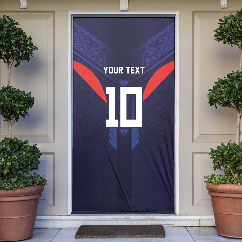 Custom Rugby Samoa Door Cover Siva Tau Spirit Sporty Vibes LT03 Navy - Polynesian Pride