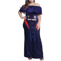 Custom Rugby Samoa Family Matching Off Shoulder Maxi Dress and Hawaiian Shirt Siva Tau Spirit Sporty Vibes - Polynesian Pride