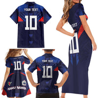 Custom Rugby Samoa Family Matching Short Sleeve Bodycon Dress and Hawaiian Shirt Siva Tau Spirit Sporty Vibes - Polynesian Pride