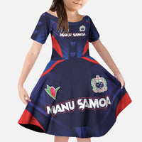 Custom Rugby Samoa Kid Short Sleeve Dress Siva Tau Spirit Sporty Vibes - Polynesian Pride