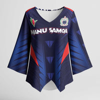 Custom Rugby Samoa Kimono Sleeve Blouse Siva Tau Spirit Sporty Vibes LT03 Female Navy - Polynesian Pride