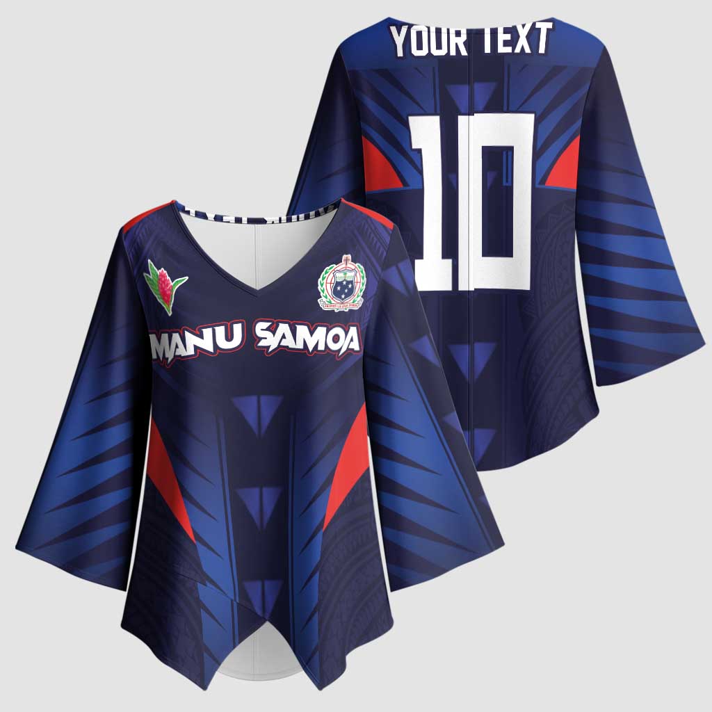 Custom Rugby Samoa Kimono Sleeve Blouse Siva Tau Spirit Sporty Vibes LT03 - Polynesian Pride