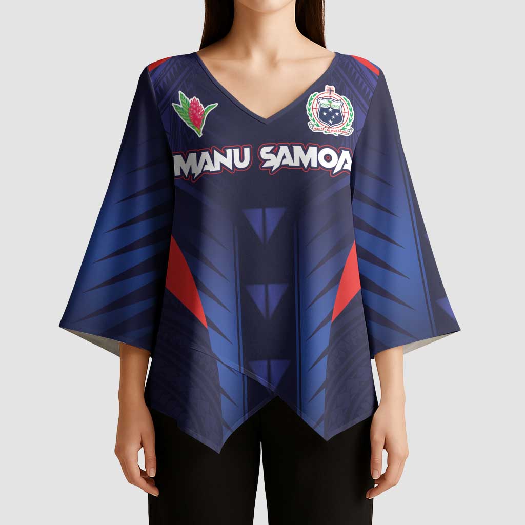 Custom Rugby Samoa Kimono Sleeve Blouse Siva Tau Spirit Sporty Vibes LT03 - Polynesian Pride