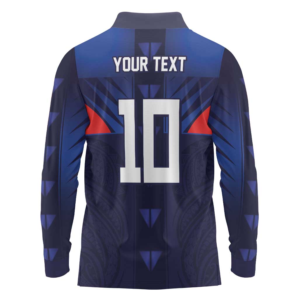 Custom Rugby Samoa Long Sleeve Polo Shirt Siva Tau Spirit Sporty Vibes - Polynesian Pride