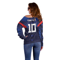 Custom Rugby Samoa Off Shoulder Sweater Siva Tau Spirit Sporty Vibes - Polynesian Pride