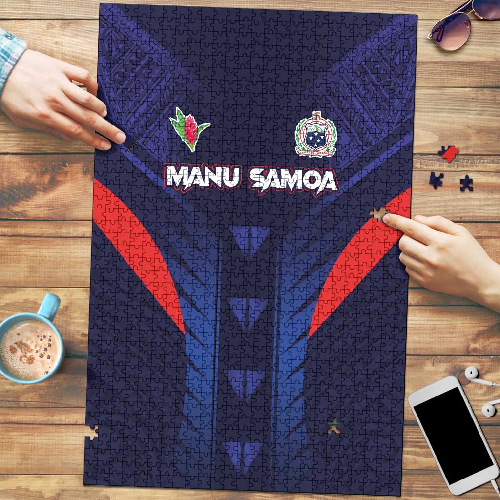 Rugby Samoa Puzzle Siva Tau Spirit Sporty Vibes LT03 Navy - Polynesian Pride