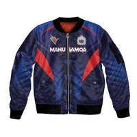 Custom Rugby Samoa Sleeve Zip Bomber Jacket Siva Tau Spirit Sporty Vibes - Polynesian Pride