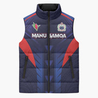 Custom Rugby Samoa Sleeveless Puffer Jacket Siva Tau Spirit Sporty Vibes LT03 Unisex Navy - Polynesian Pride