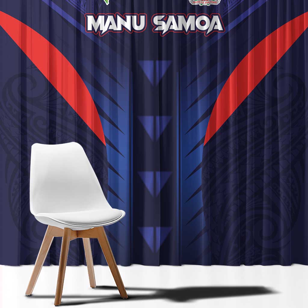 Rugby Samoa Window Curtain Siva Tau Spirit Sporty Vibes - Polynesian Pride