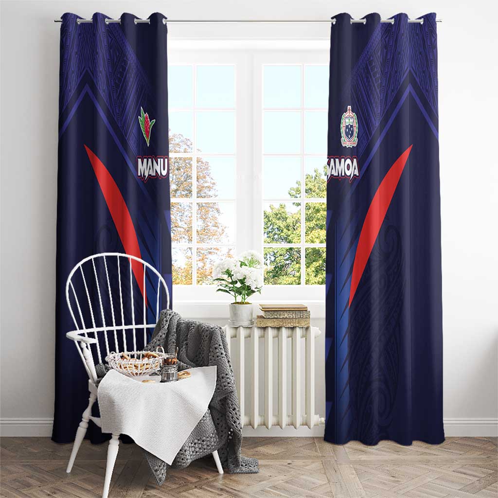 Rugby Samoa Window Curtain Siva Tau Spirit Sporty Vibes - Polynesian Pride