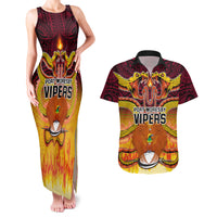 PNG Port Moresby Vipers Rugby Couples Matching Tank Maxi Dress and Hawaiian Shirt Fire Vipers Mix PNG Bird Polynesian Tattoo LT03 Yellow - Polynesian Pride