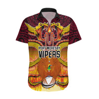 PNG Port Moresby Vipers Rugby Hawaiian Shirt Fire Vipers Mix PNG Bird Polynesian Tattoo LT03 Yellow - Polynesian Pride