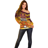 PNG Port Moresby Vipers Rugby Off Shoulder Sweater Fire Vipers Mix PNG Bird Polynesian Tattoo LT03 - Polynesian Pride