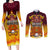 Custom PNG Port Moresby Vipers Rugby Couples Matching Long Sleeve Bodycon Dress and Long Sleeve Button Shirts Fire Vipers Mix PNG Bird Polynesian Tattoo LT03 Yellow - Polynesian Pride