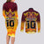 Custom PNG Port Moresby Vipers Rugby Couples Matching Long Sleeve Bodycon Dress and Long Sleeve Button Shirts Fire Vipers Mix PNG Bird Polynesian Tattoo LT03 - Polynesian Pride